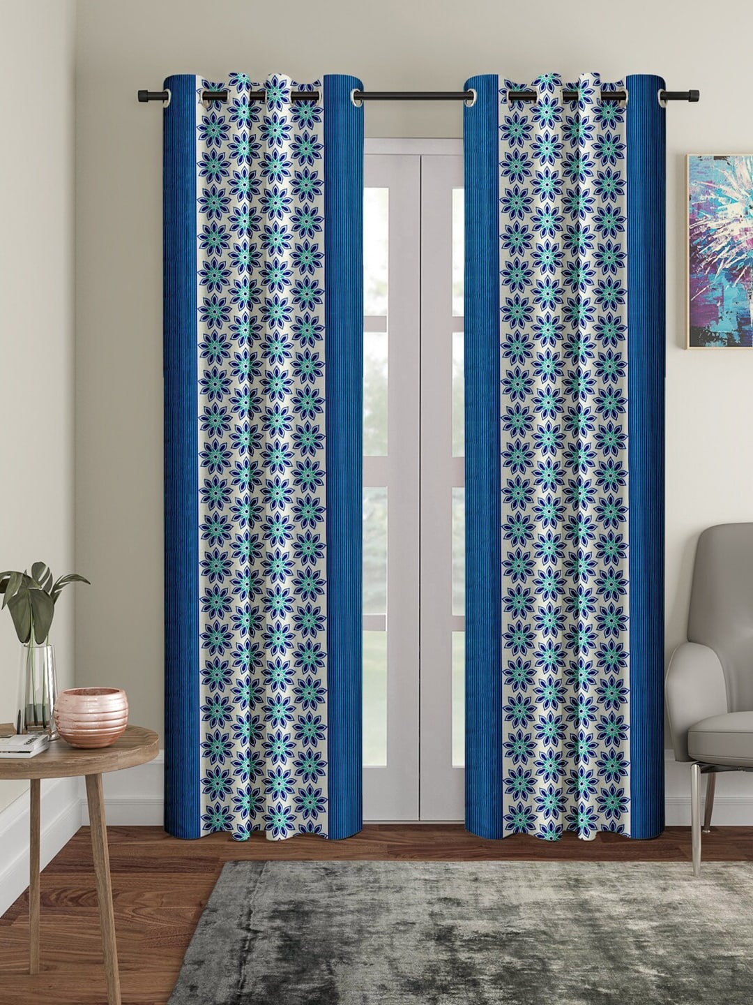 

Cortina Blue & White Set of 2 Ethnic Motifs Long Door Curtains