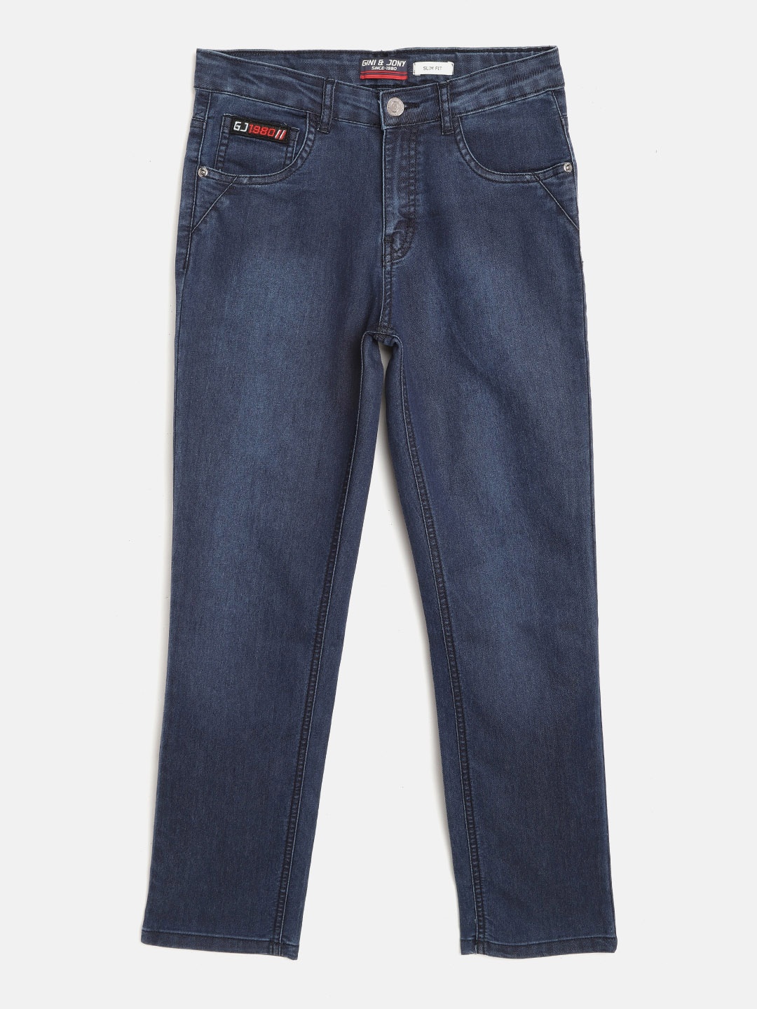 

Gini and Jony Boys Navy Blue Slim Fit Light Fade Mid-Rise Stretchable Jeans