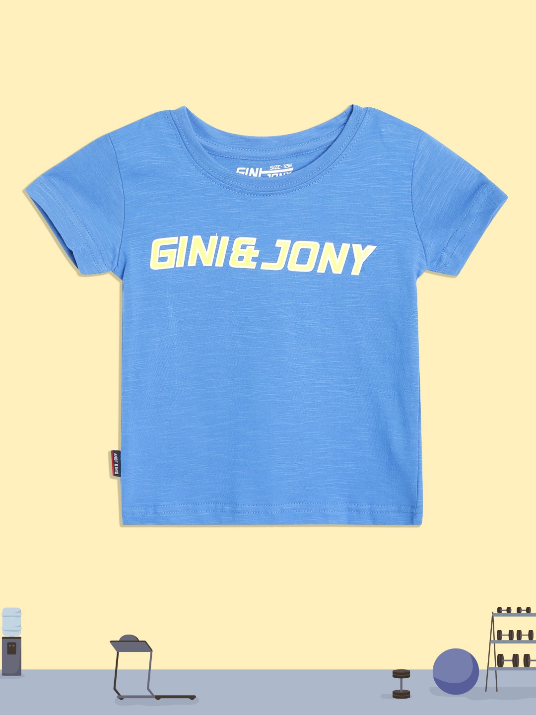 

Gini and Jony Infant Boys Blue & Yellow Cotton Brand Logo Print T-shirt
