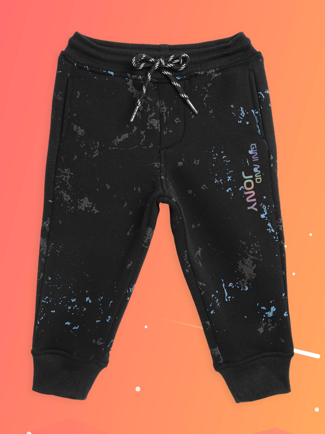 

Gini and Jony Boys Black & Blue Printed Joggers