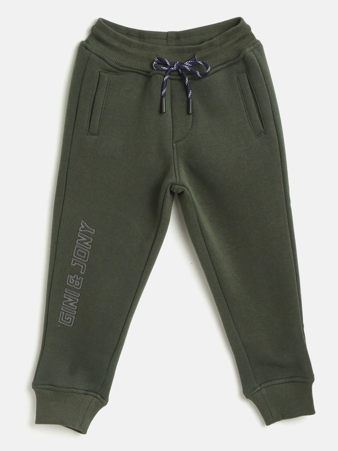 

Gini and Jony Boys Dark Olive Green Brand Logo Embroidered Detail Joggers