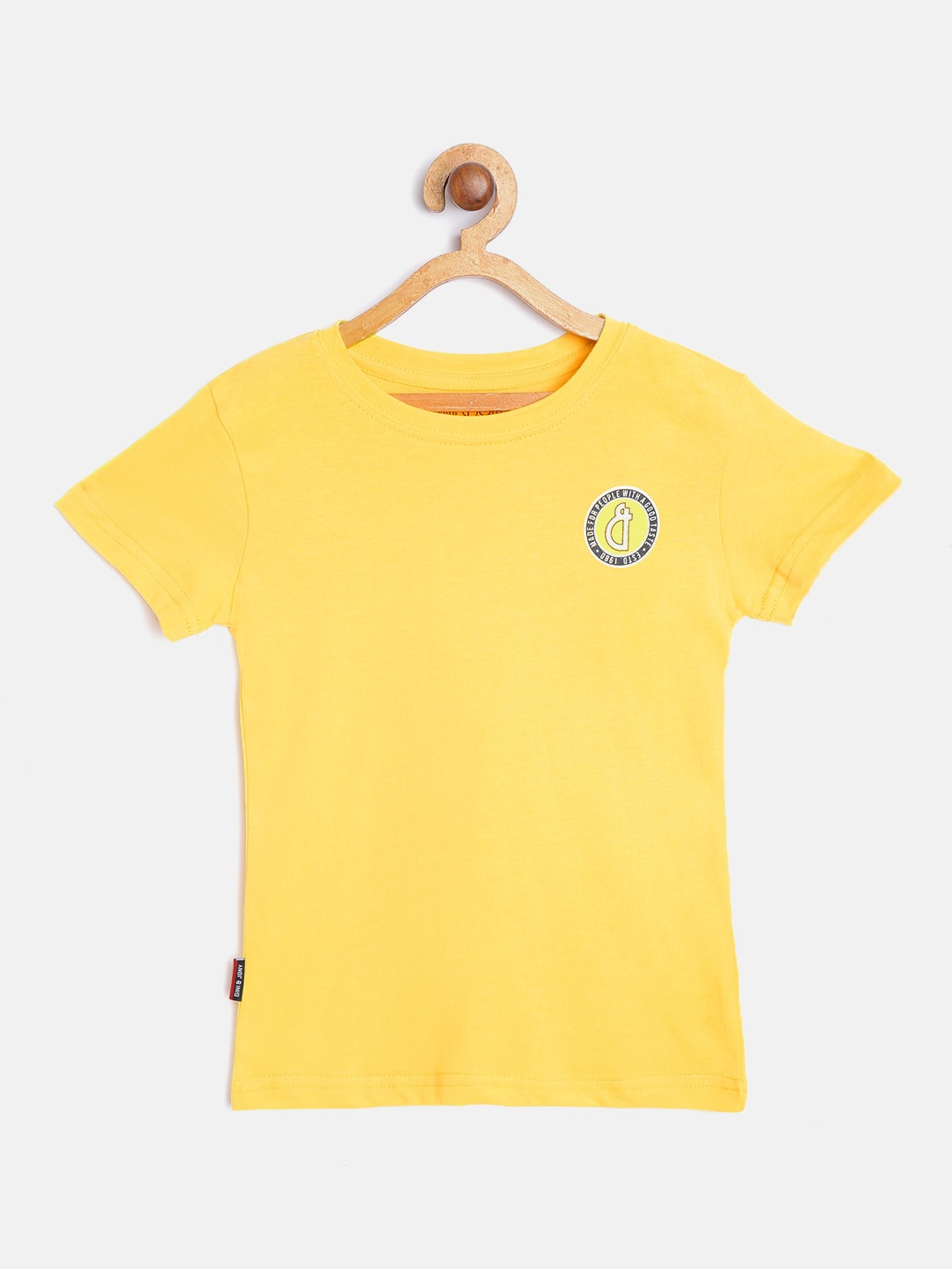 

Gini and Jony Boys Yellow Cotton Solid T-shirt