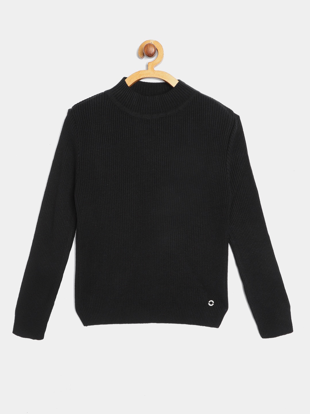 

Gini and Jony Black Acrylic High Neck Ribbed Sweater