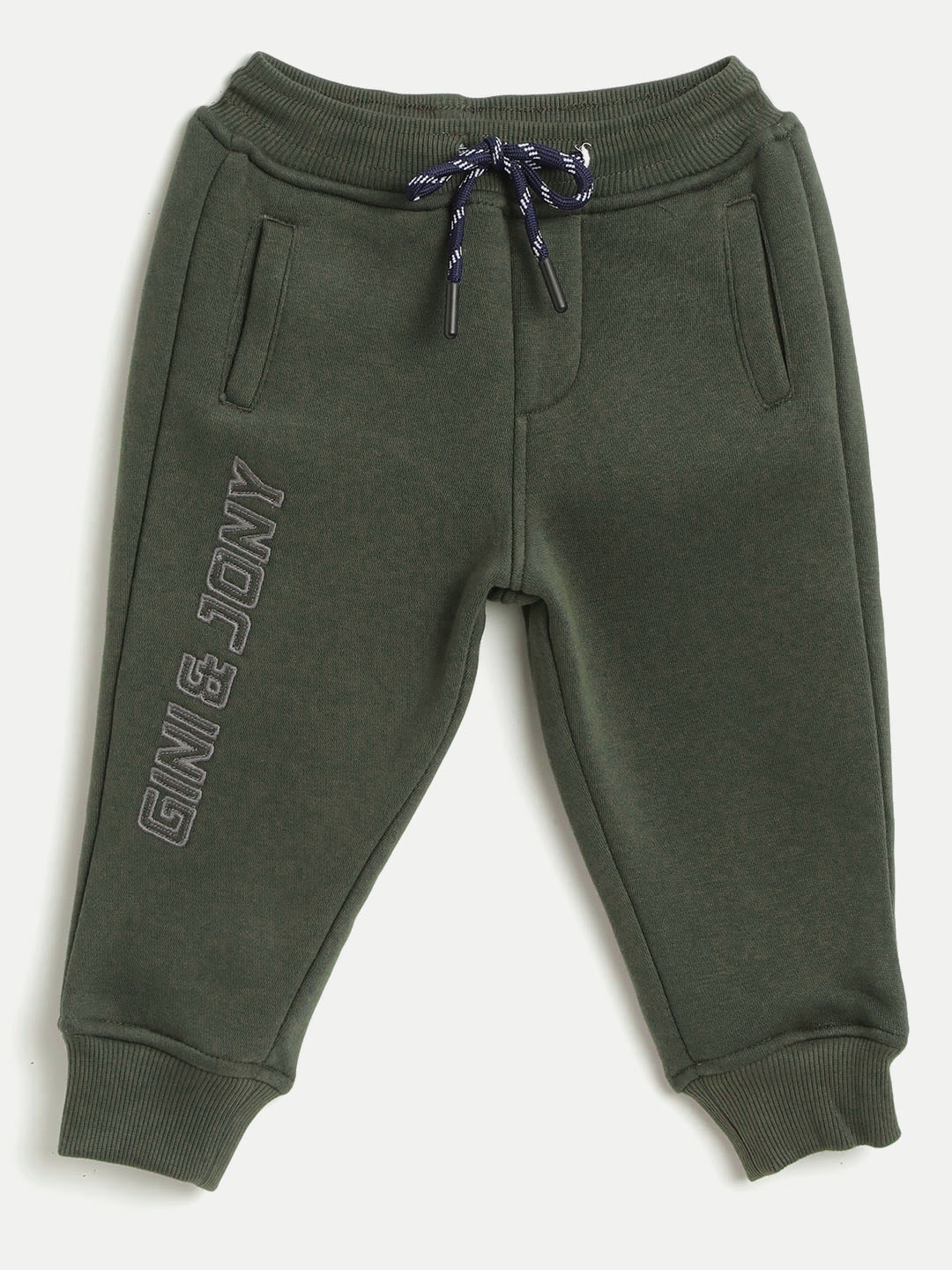 

Gini and Jony Boys Dark Olive Green Brand Logo Embroidered Detail Joggers