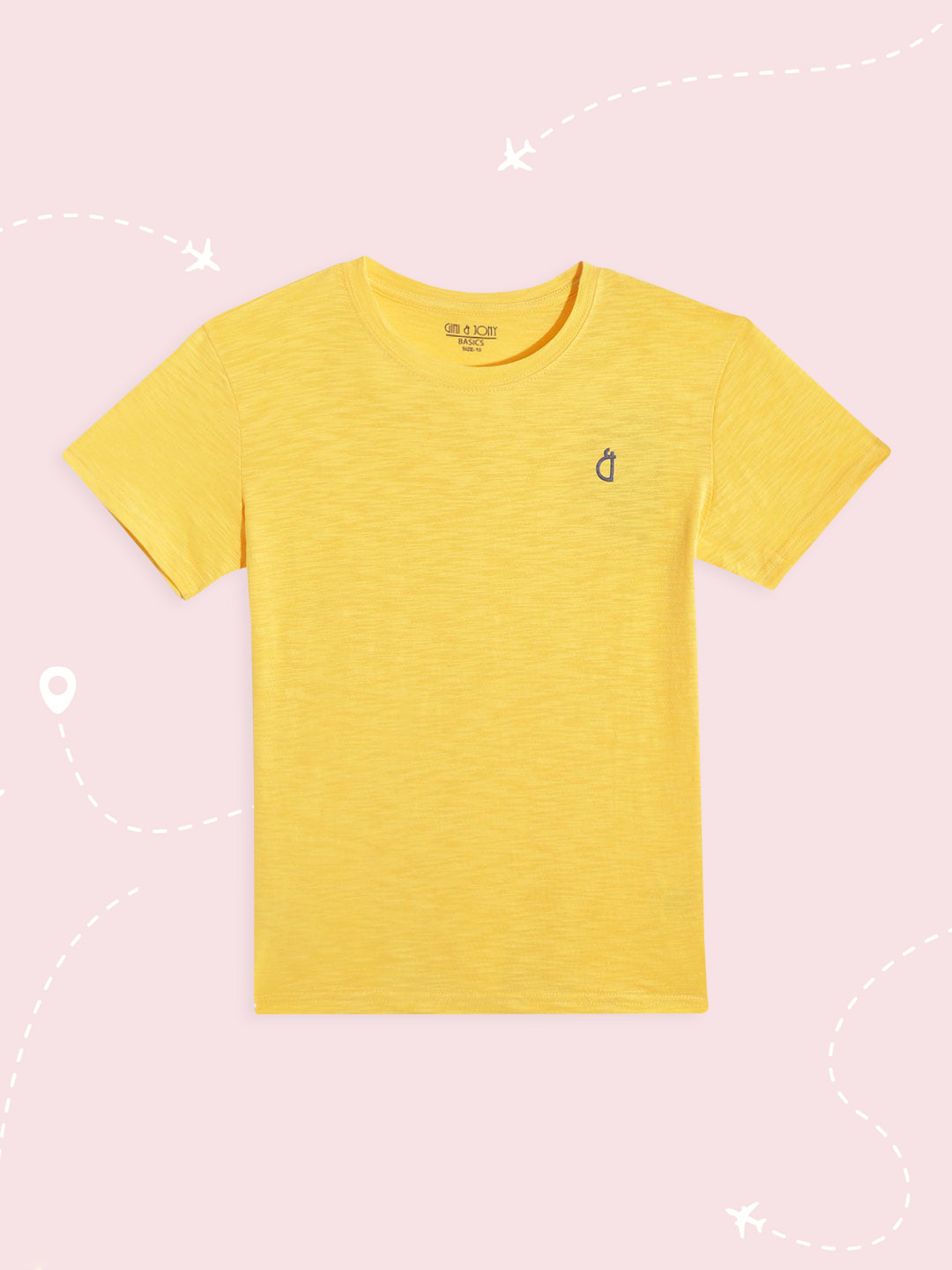 

Gini and Jony Boys Yellow Solid Pure Cotton T-shirt