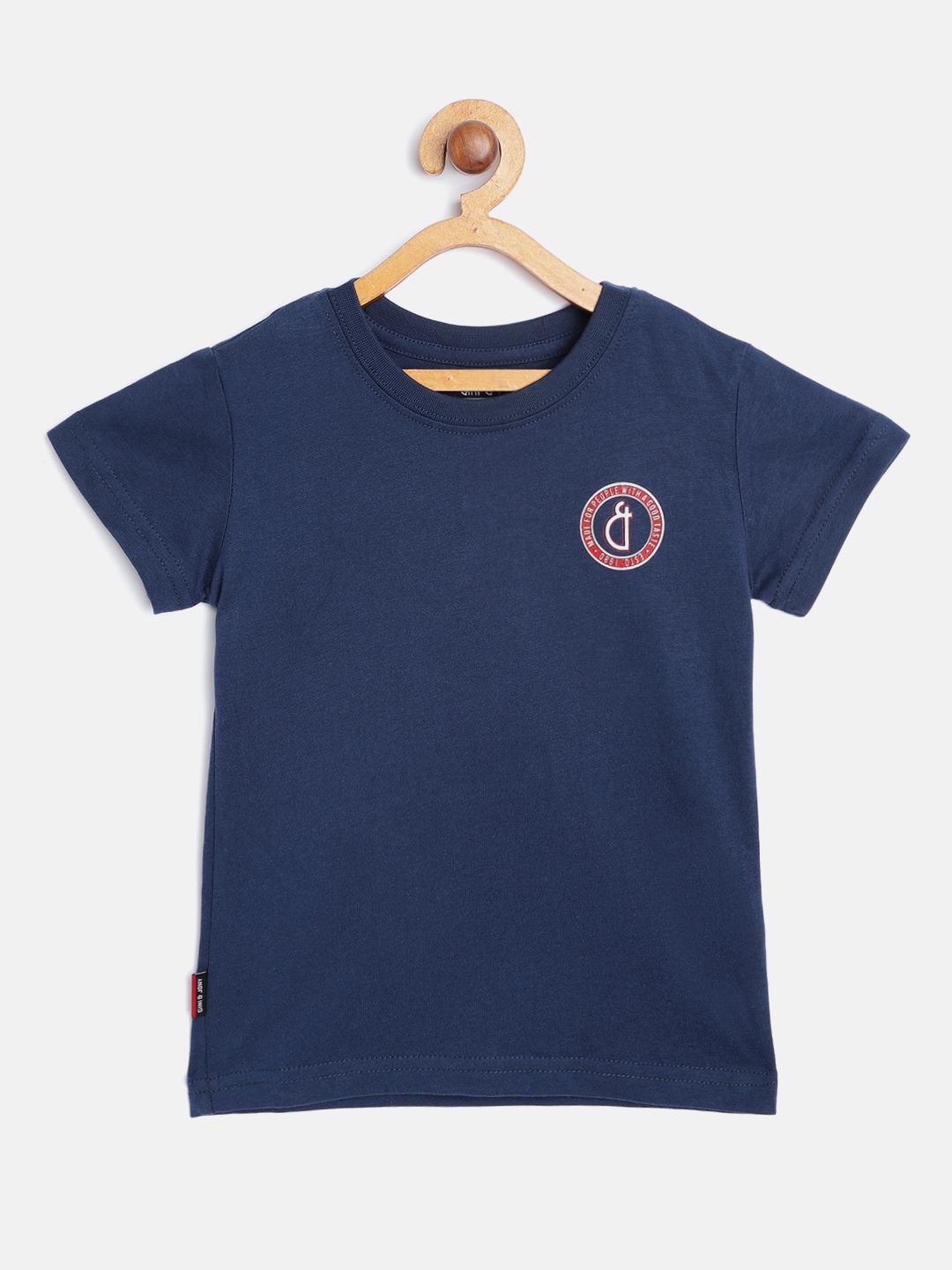 

Gini and Jony Boys Navy Blue Cotton Solid T-shirt