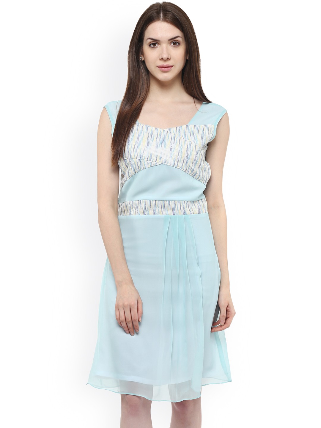 

Athena Women Sea Green Sequinned A-Line Dress