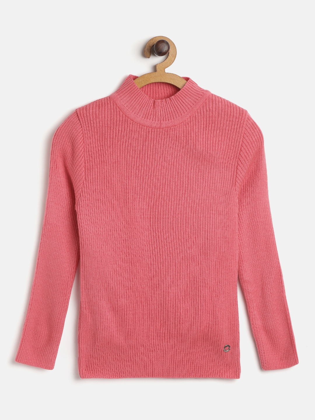 

Gini and Jony Pink Solid Acrylic Regular Knitted Pullover Sweater