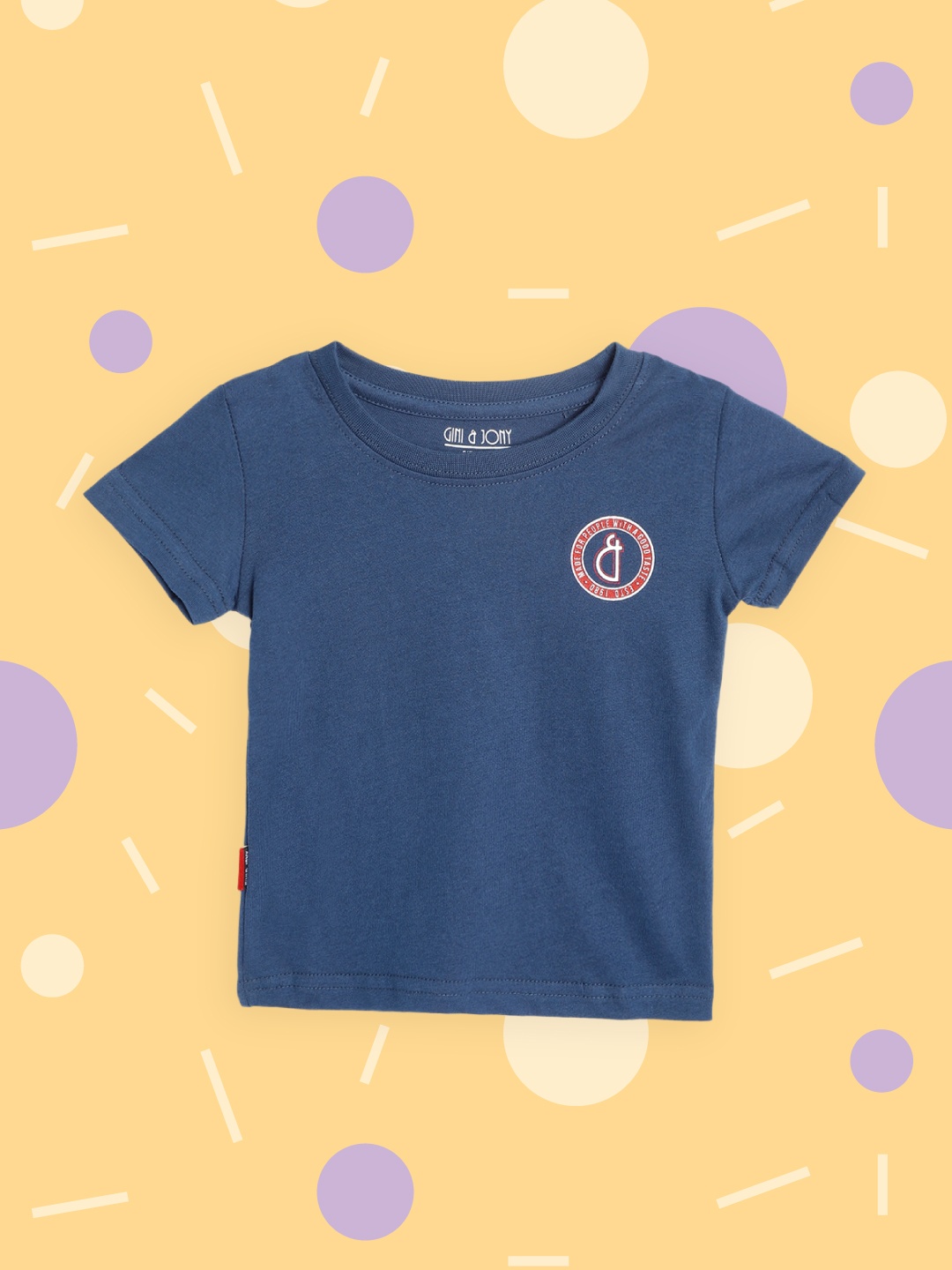 

Gini and Jony Infant Boys Blue Solid Cotton T-shirt