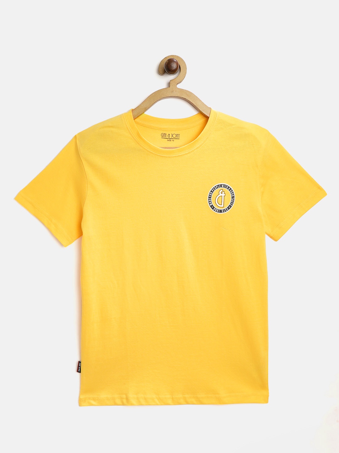 

Gini and Jony Boys Yellow Cotton Solid T-shirt