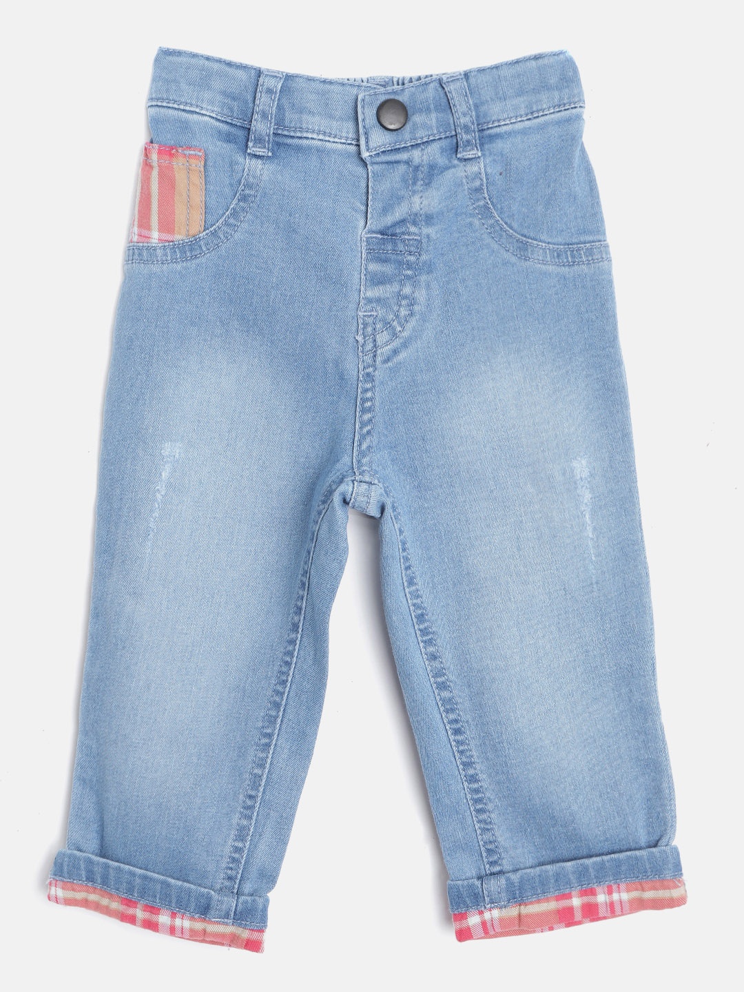 

Gini and Jony Boys Blue Mildly Distressed Light Fade Mid-Rise Stretchable Jeans