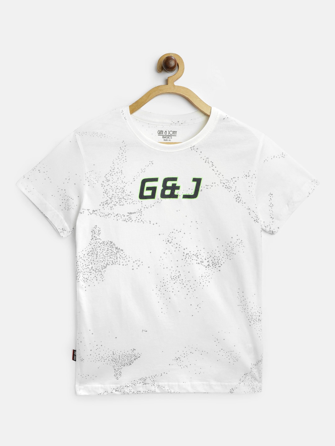 

Gini and Jony Boys Off White & Grey Cotton Brand Logo Printed T-shirt