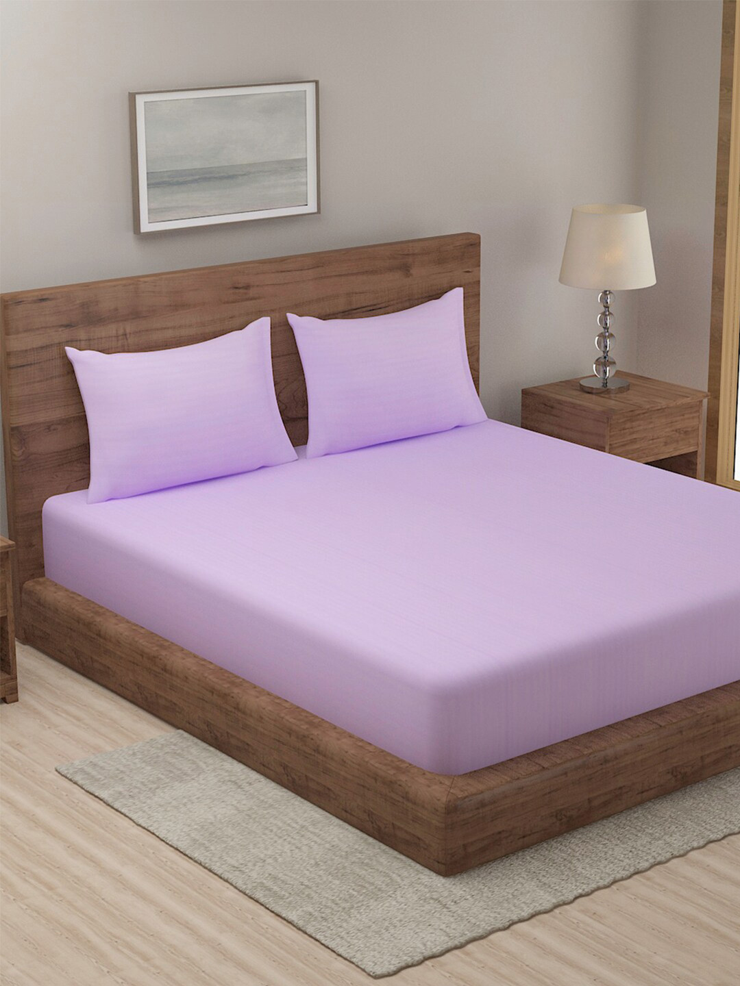 

Niamh by Tag 7 Lavender 144 TC King Bedsheet with 2 Pillow Covers