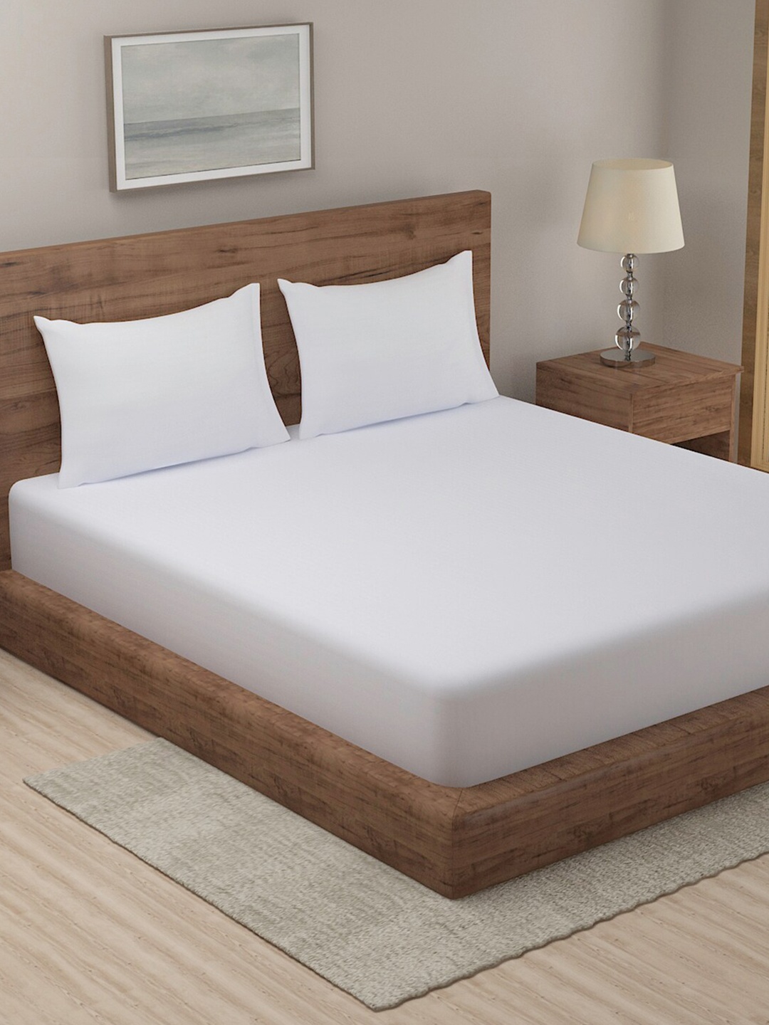 

Niamh by Tag 7 White Striped 144 TC King Bedsheet with 2 Pillow Covers