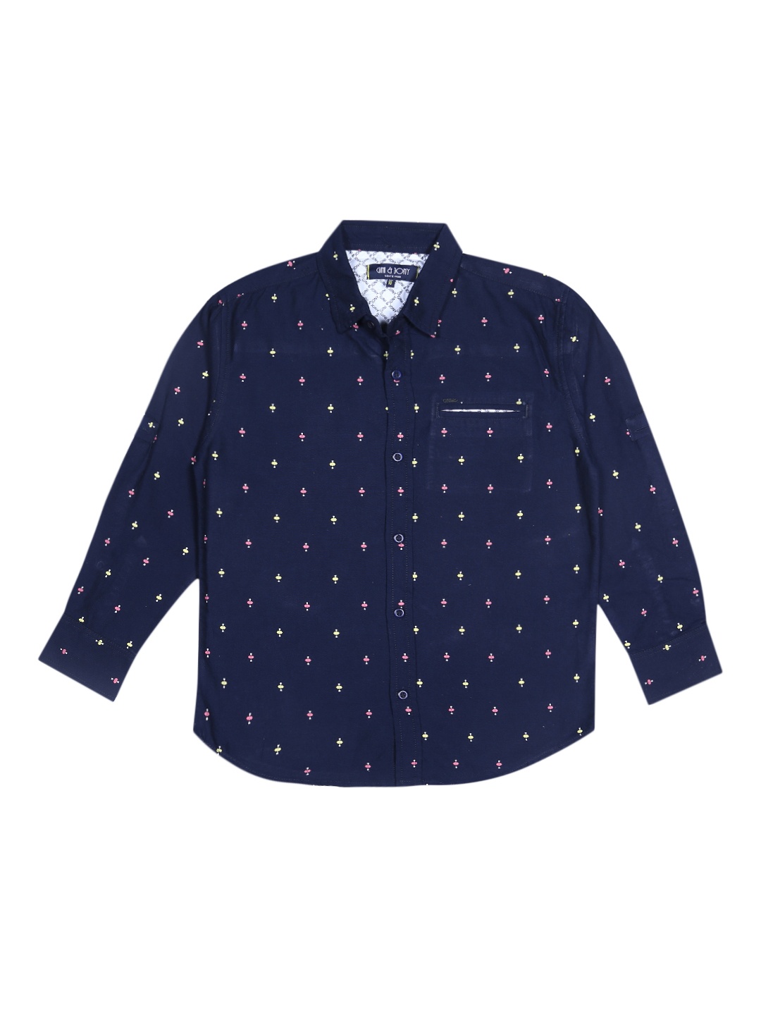 

Gini and Jony Infant Boys Micro Ditsy Printed Pure Cotton Casual Shirt, Navy blue