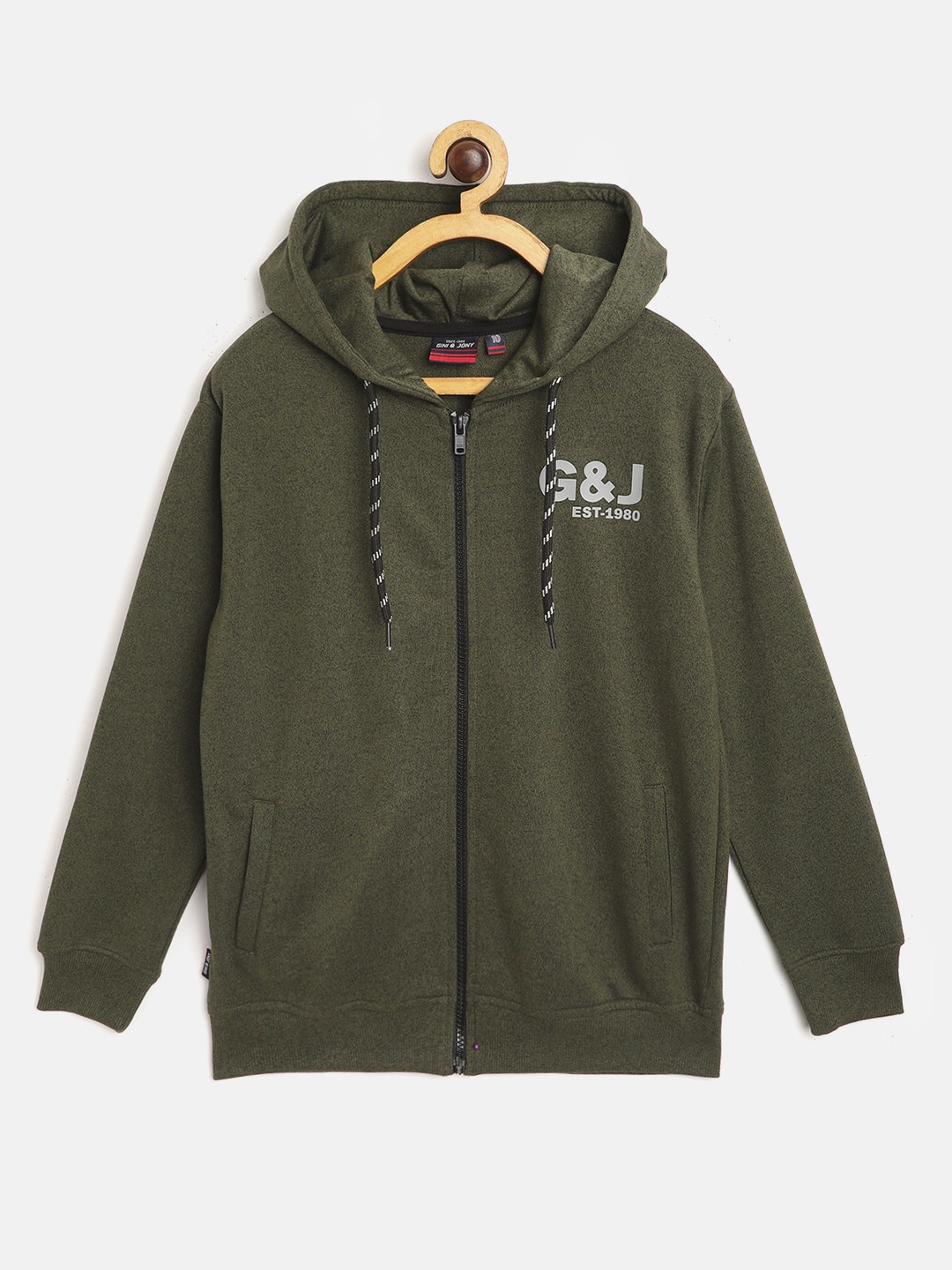 

Gini and Jony Boys Olive Green Hooded Sweatshirt