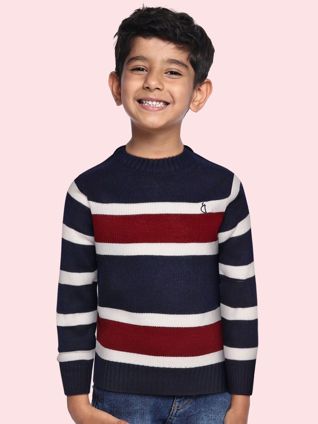 

Gini and Jony Boys Navy Blue & White Striped Pullover