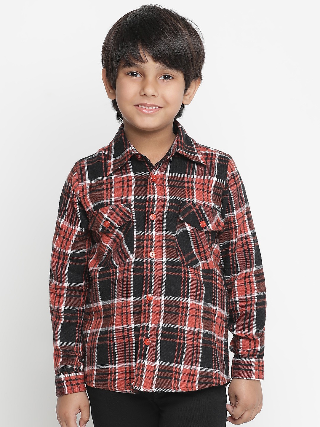 

Oxolloxo Boys Brown Tartan Checks Opaque Checked Casual Shirt