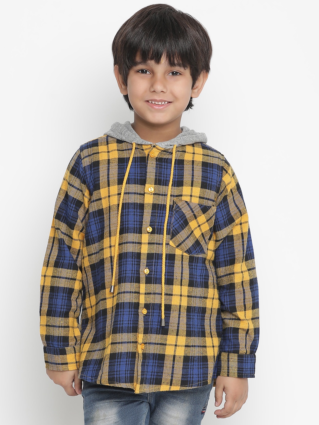 

Oxolloxo Boys Yellow Opaque Checked Casual Shirt