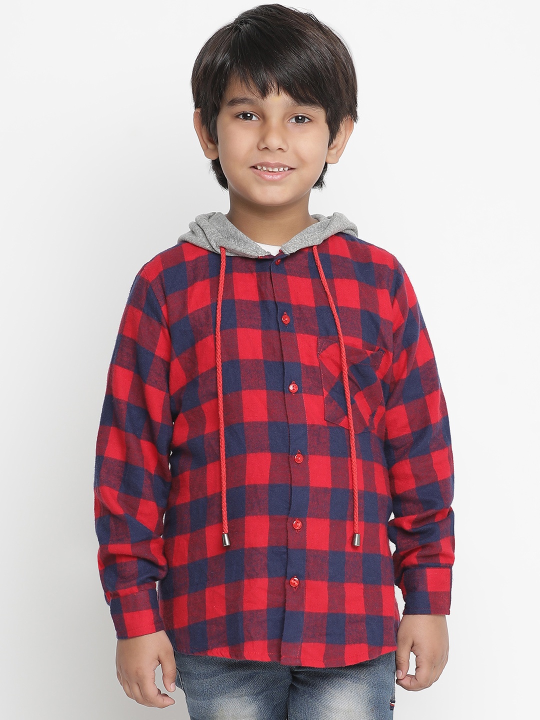 

Oxolloxo Boys Red Opaque Checked Casual Shirt