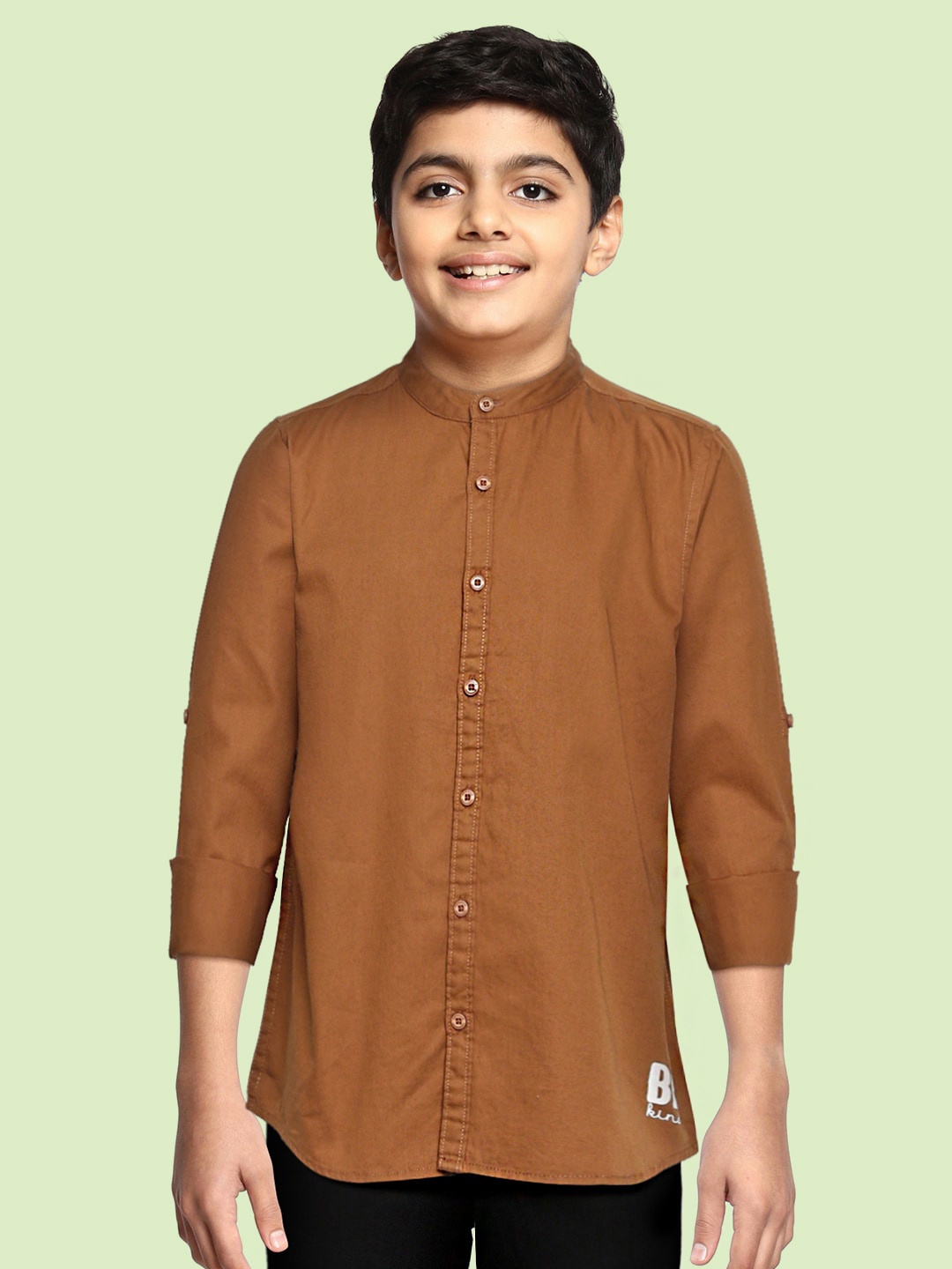 

HERE&NOW Boys Brown Pure Cotton Casual Shirt