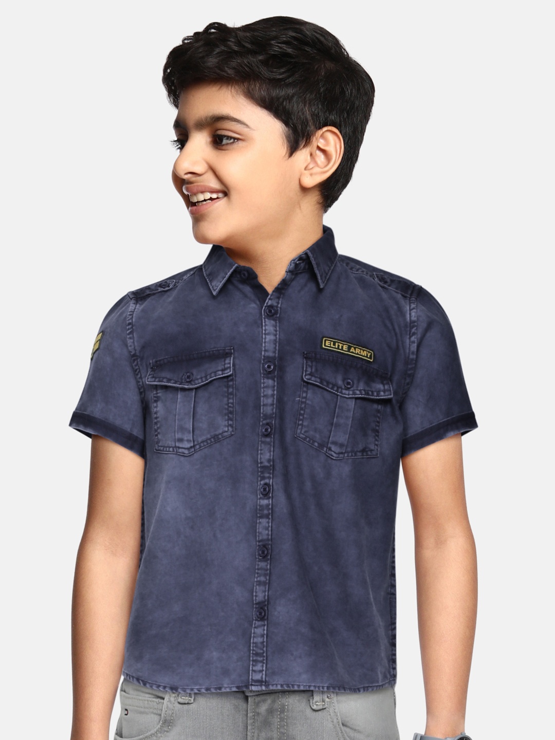 

HERE&NOW Boys Navy Blue Cotton Casual Shirt