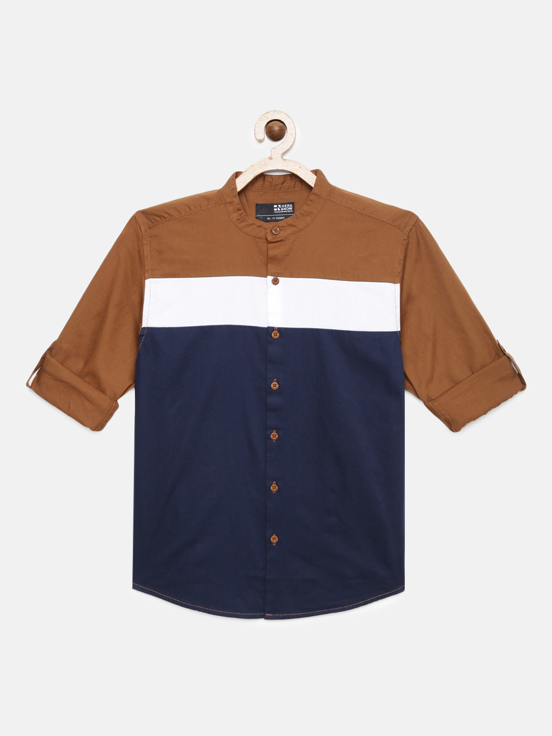 

HERE&NOW Boys Navy Blue Colourblocked Casual Shirt
