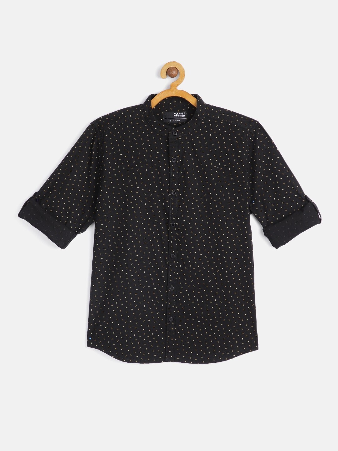 

HERE&NOW Boys Black Printed Pure Cotton Casual Shirt