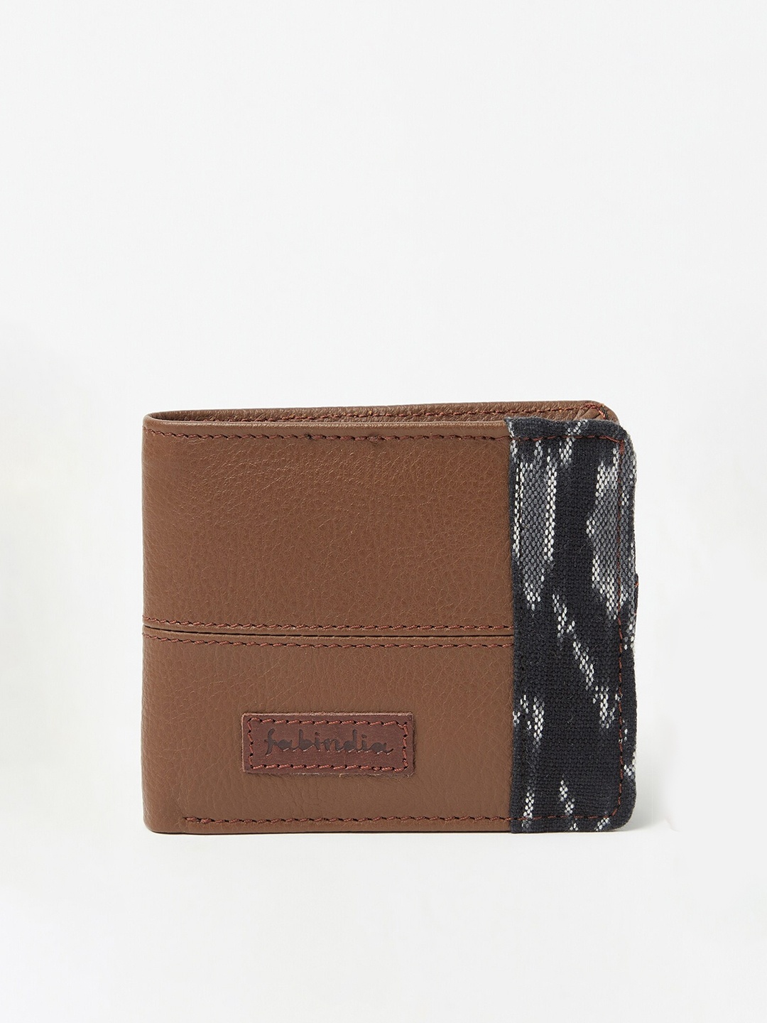 

Fabindia Women Brown & Black Abstract Printed Two Fold Wallet