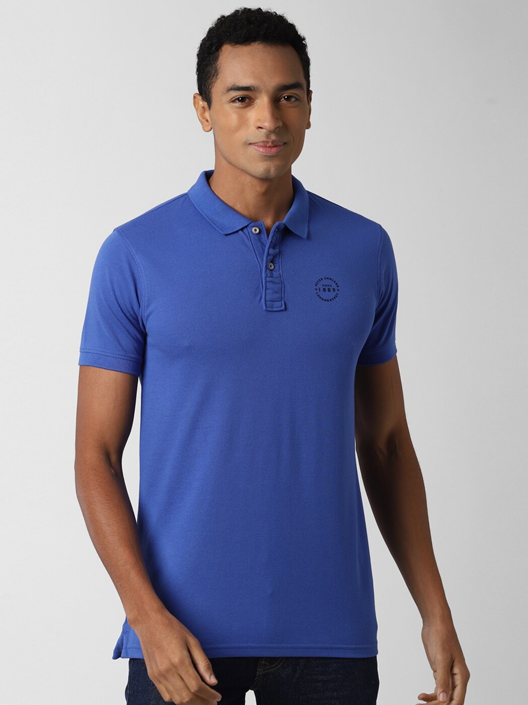 

Peter England Casuals Men Blue Polo Collar Slim Fit T-shirt