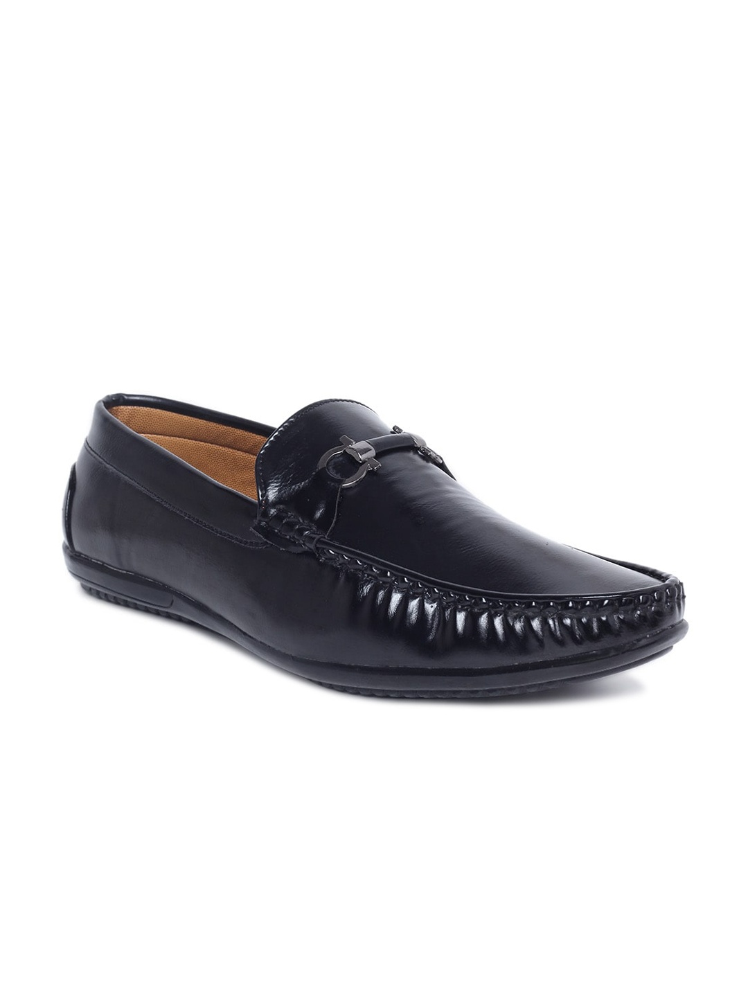 

MUTAQINOTI Men Black Patent Leather Loafers