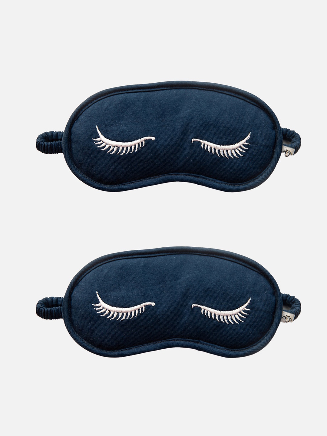 

Nite Flite Pack Of 2 Navy Blue Printed Pure Cotton Handcrafted Eye Mask With Pouch