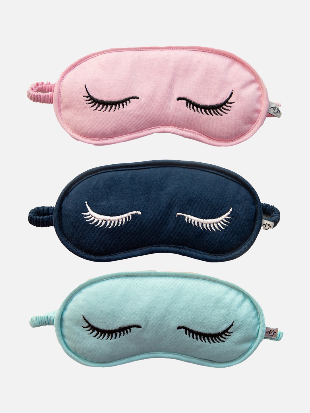 

Nite Flite Unisex Pack Of 3 Self-Design Pure Cotton Sleep mask, Pink