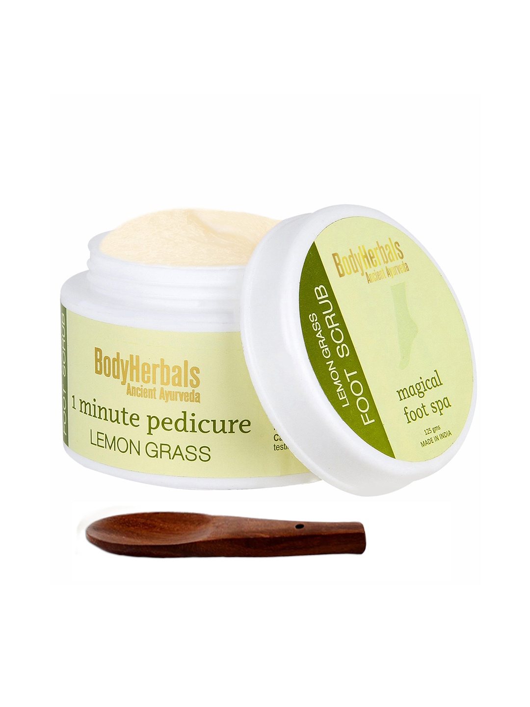 

BodyHerbals Tan Removal Foot Scrub With Lemongrass & Spoon - 125 g, White