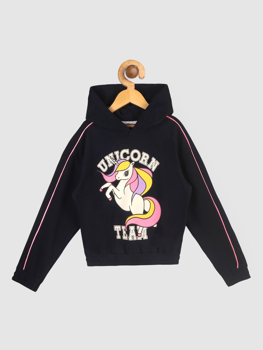 

Lazy Shark Girls Black Printed Hooded Sweatshirt