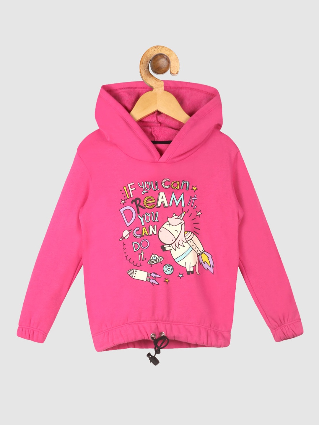 

Lazy Shark Girls Pink & White Printed Fleece Hooded Sweatshirt