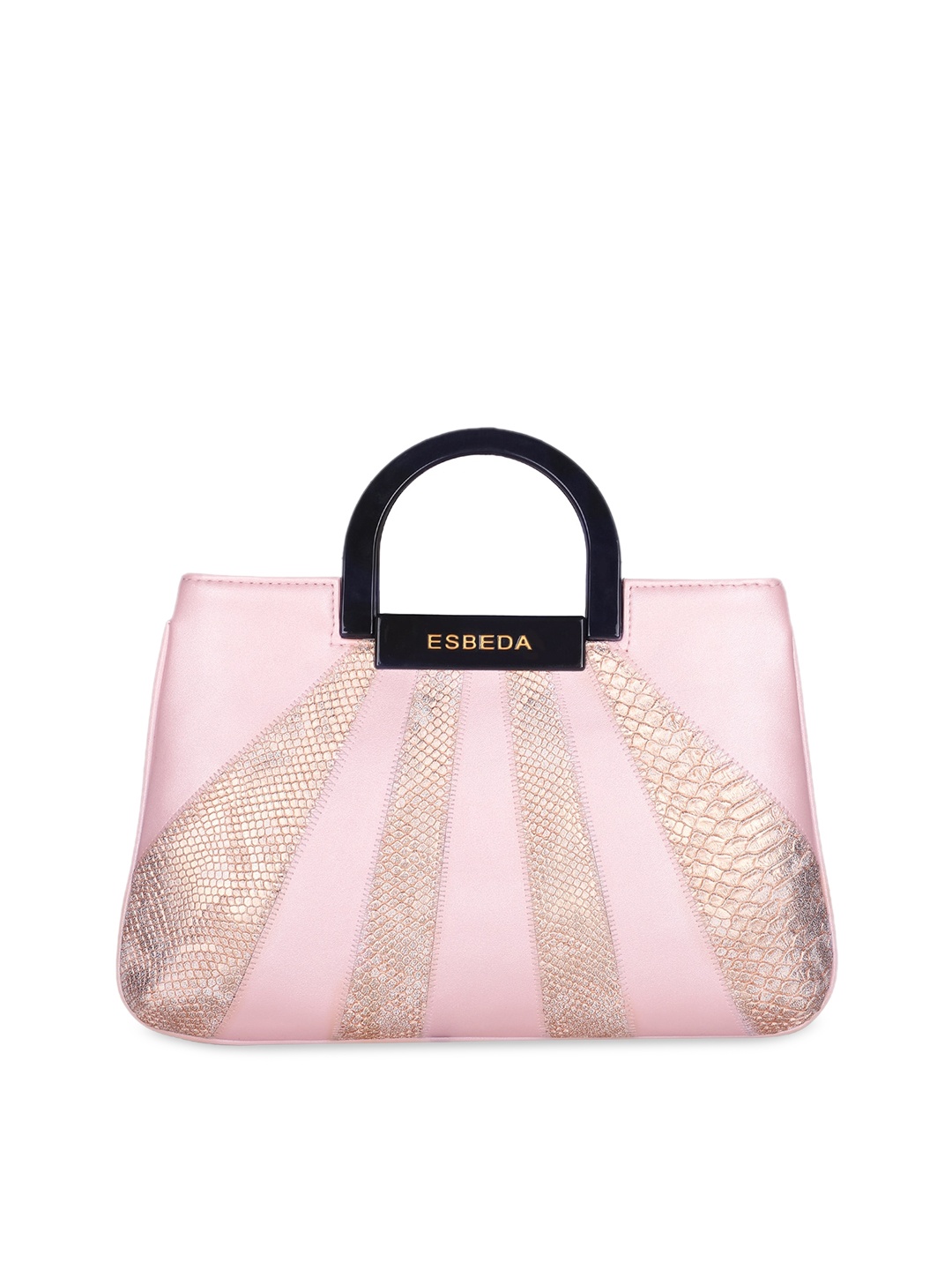 

ESBEDA Pink Colourblocked PU Structured Handheld Bag