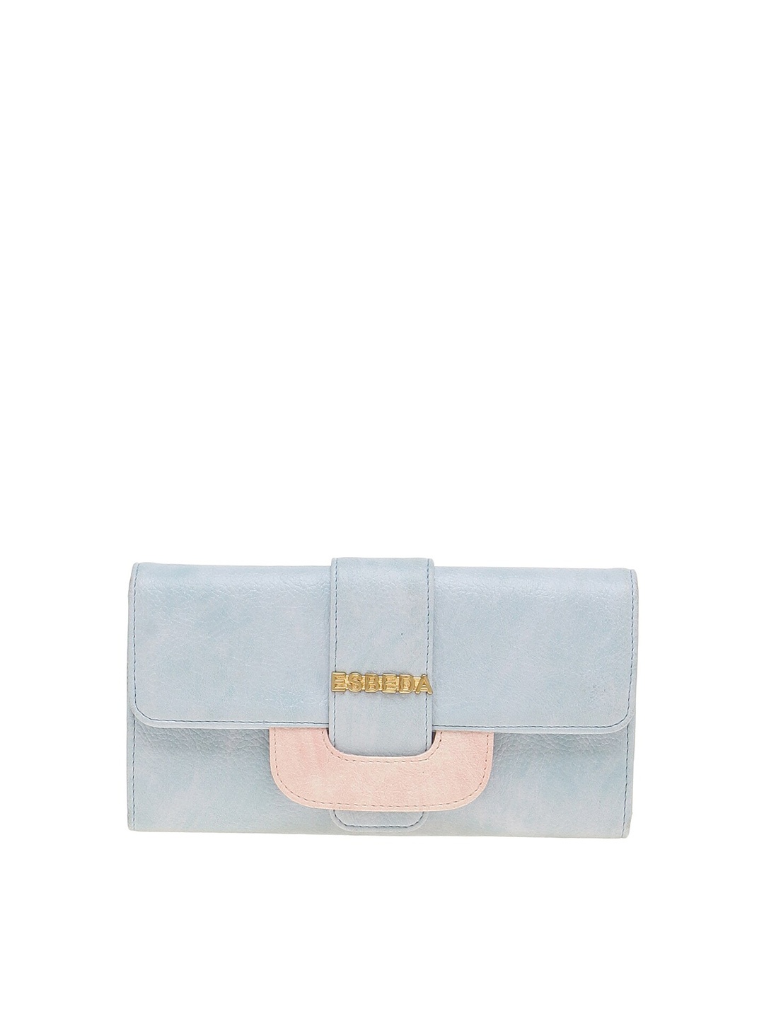 

ESBEDA Women Blue & Peach-Coloured Textured Envelope Wallet