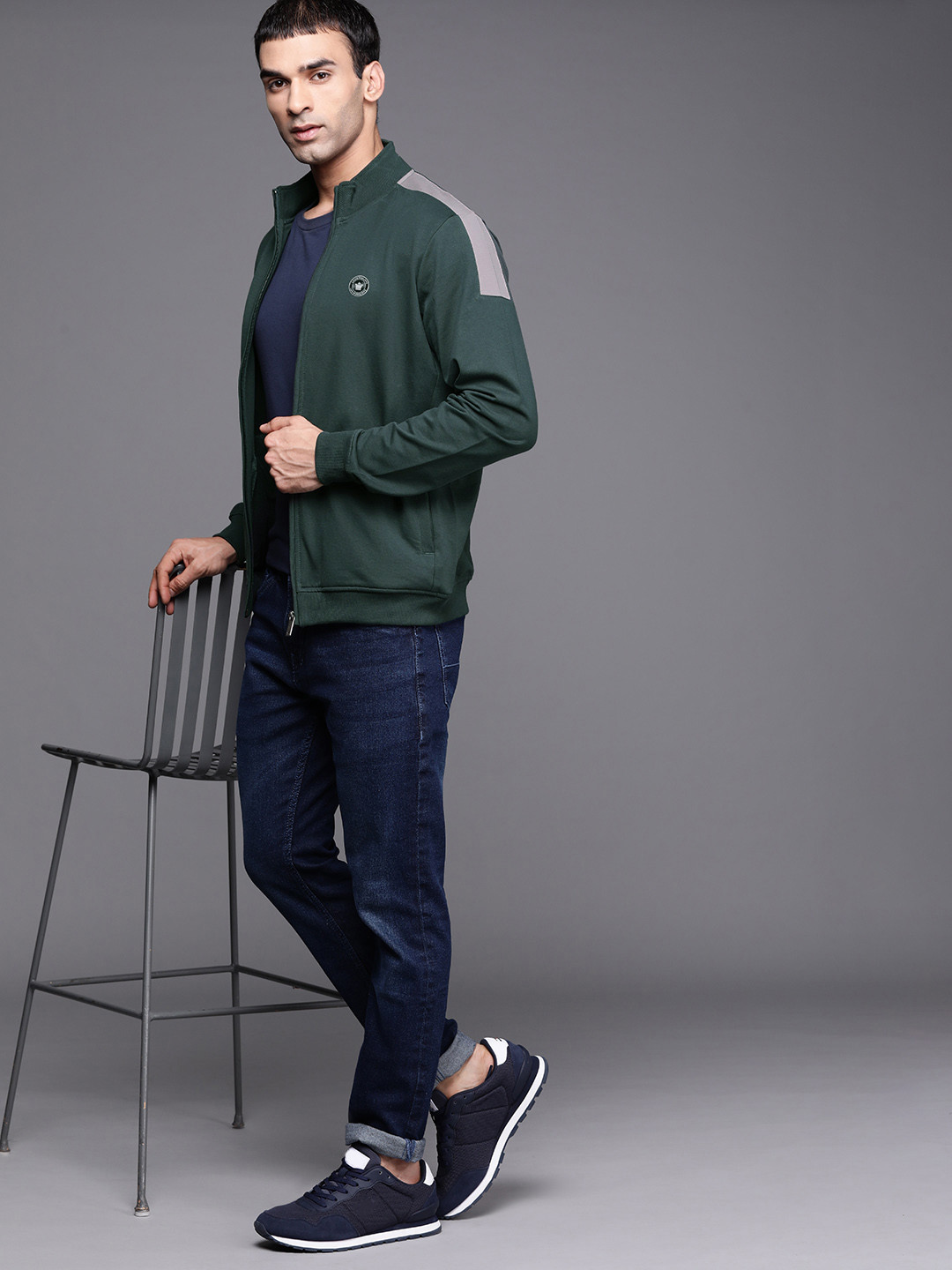 

Louis Philippe Men Green Solid Sweatshirt