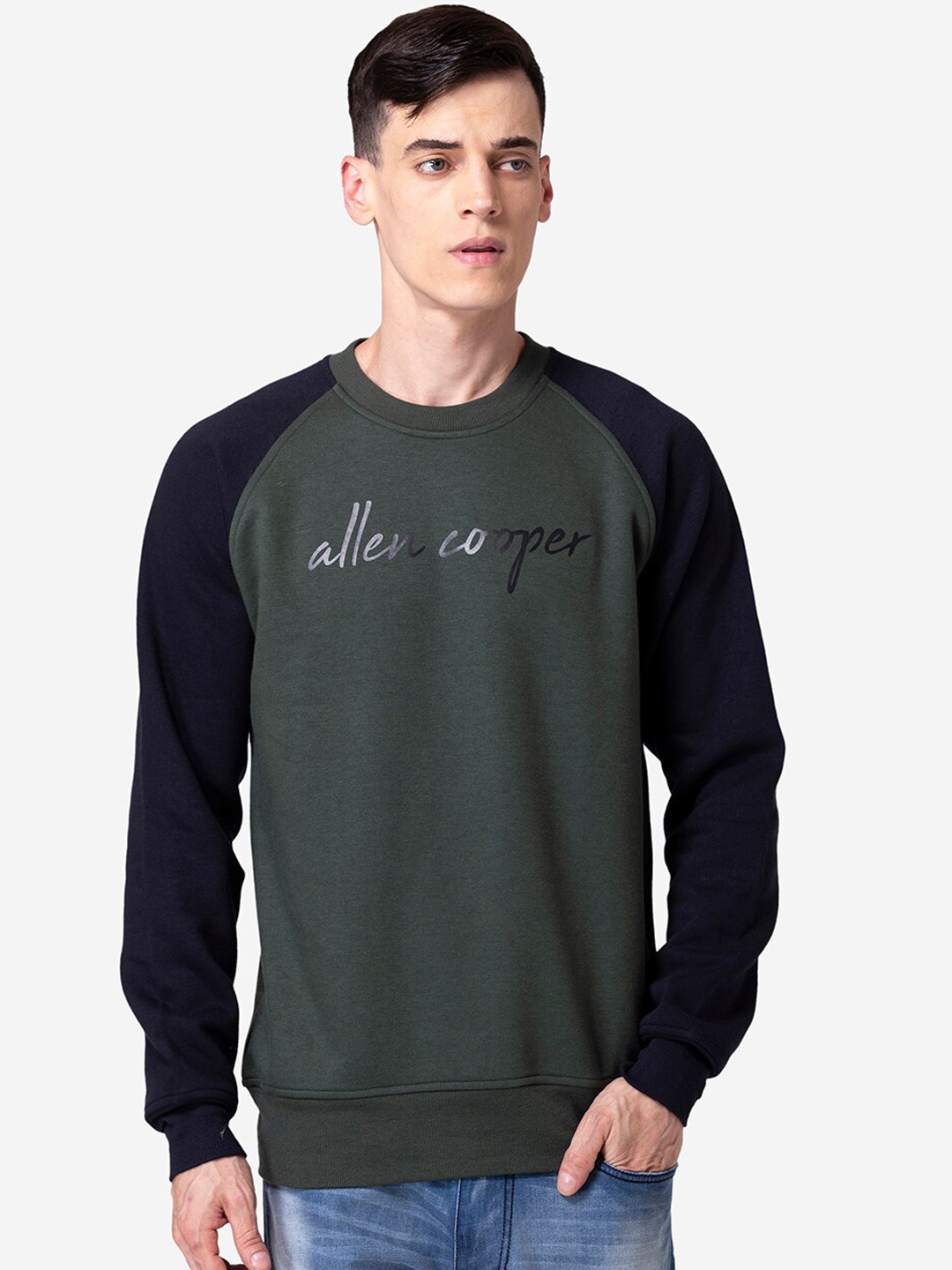 

Allen Cooper Men Olive Green Sweatshirt