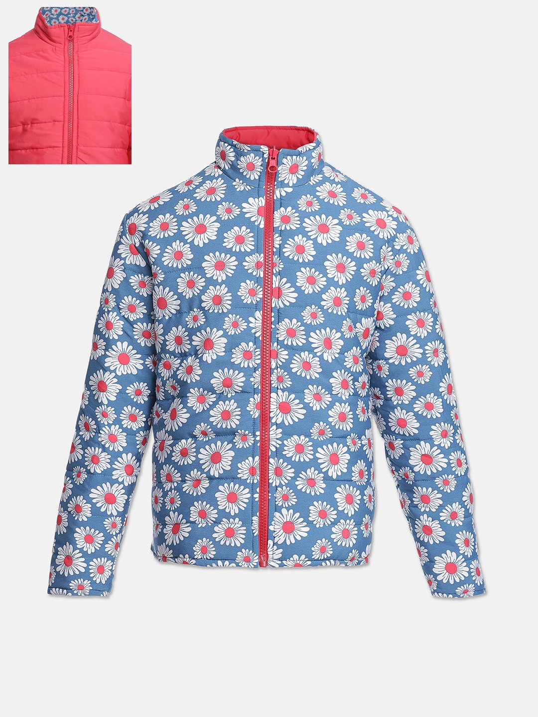 

Oxolloxo Girls Green Floral Reversible Quilted Jacket