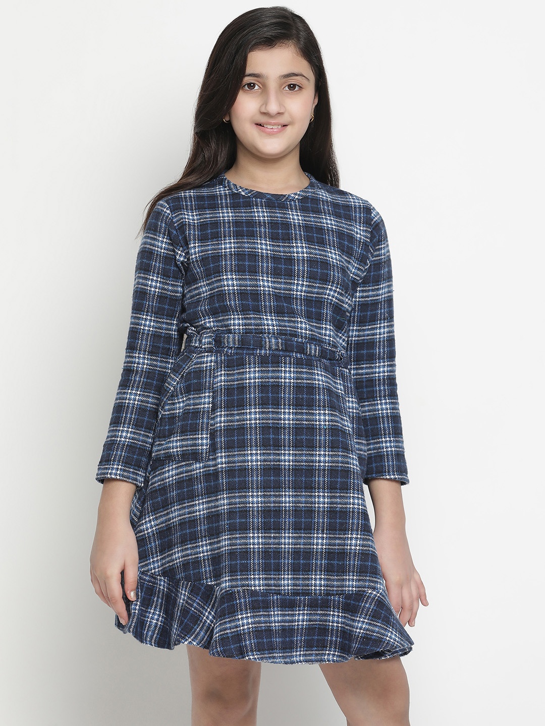 

Oxolloxo Blue Checked A-Line Dress