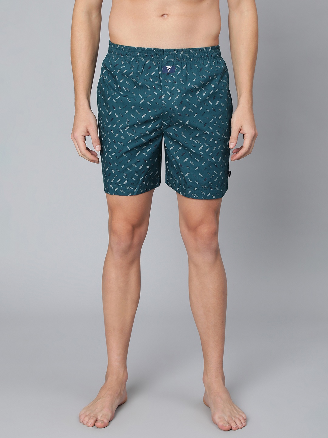 

Van Heusen Men Blue Printed Elasticized Waistband Printed Boxer Shorts, Teal