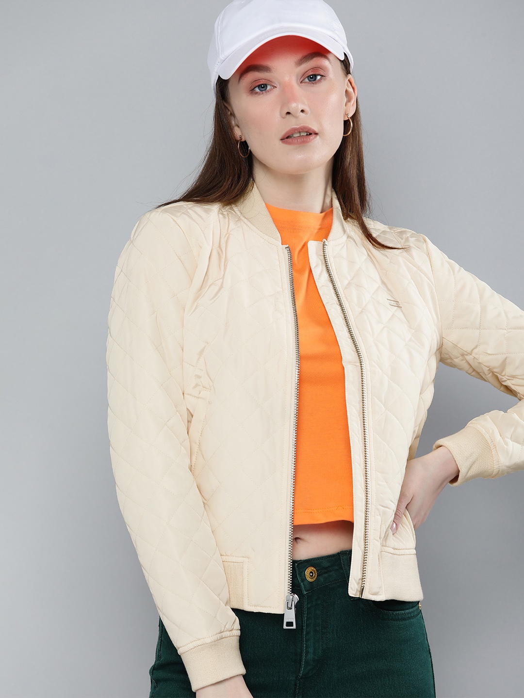 

Levis Women Cream-Coloured Bomber Jacket