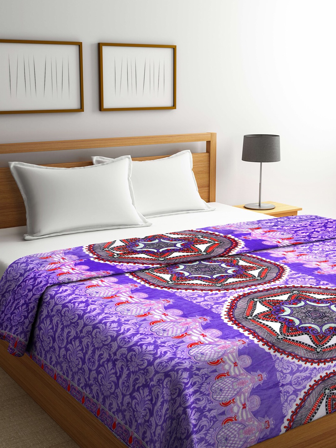 

KLOTTHE Purple & Red Ethnic Motifs AC Room 300 GSM Fur Double Bed Comforter