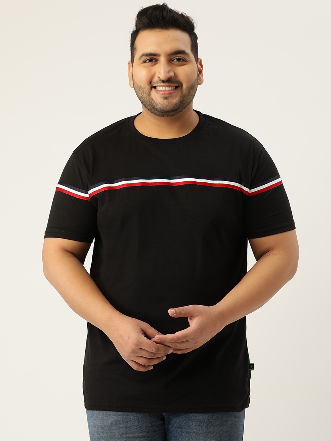 

Rodzen Plus Size Men Black Printed T-shirt