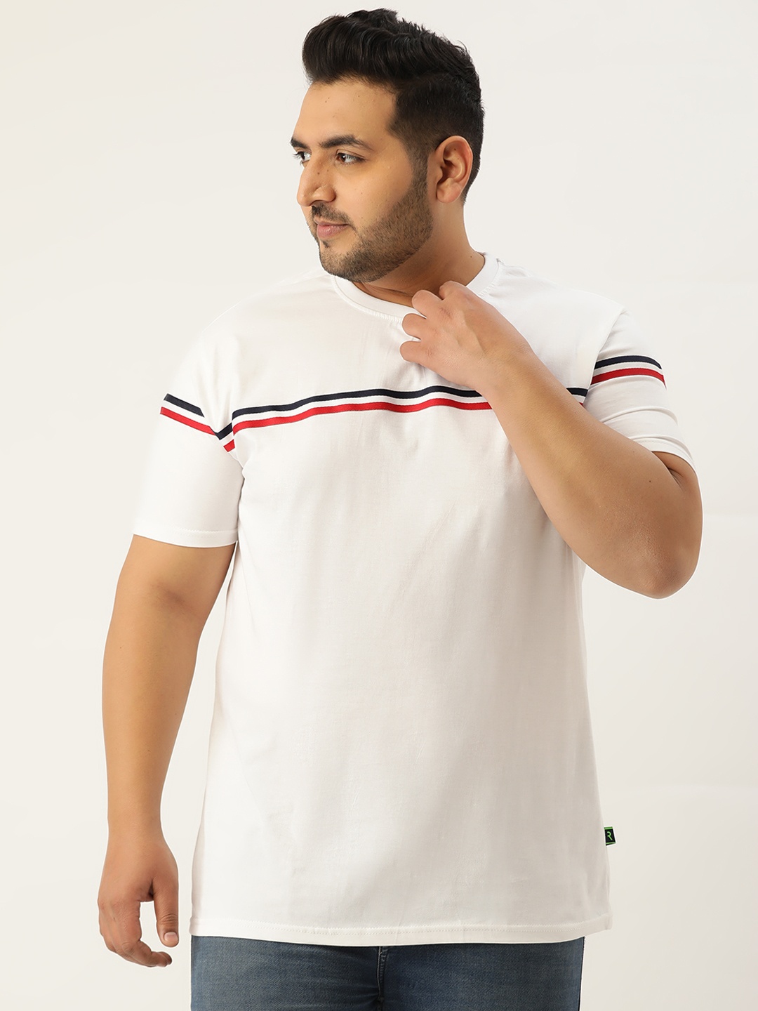 

Rodzen Plus Size Men White Printed T-shirt