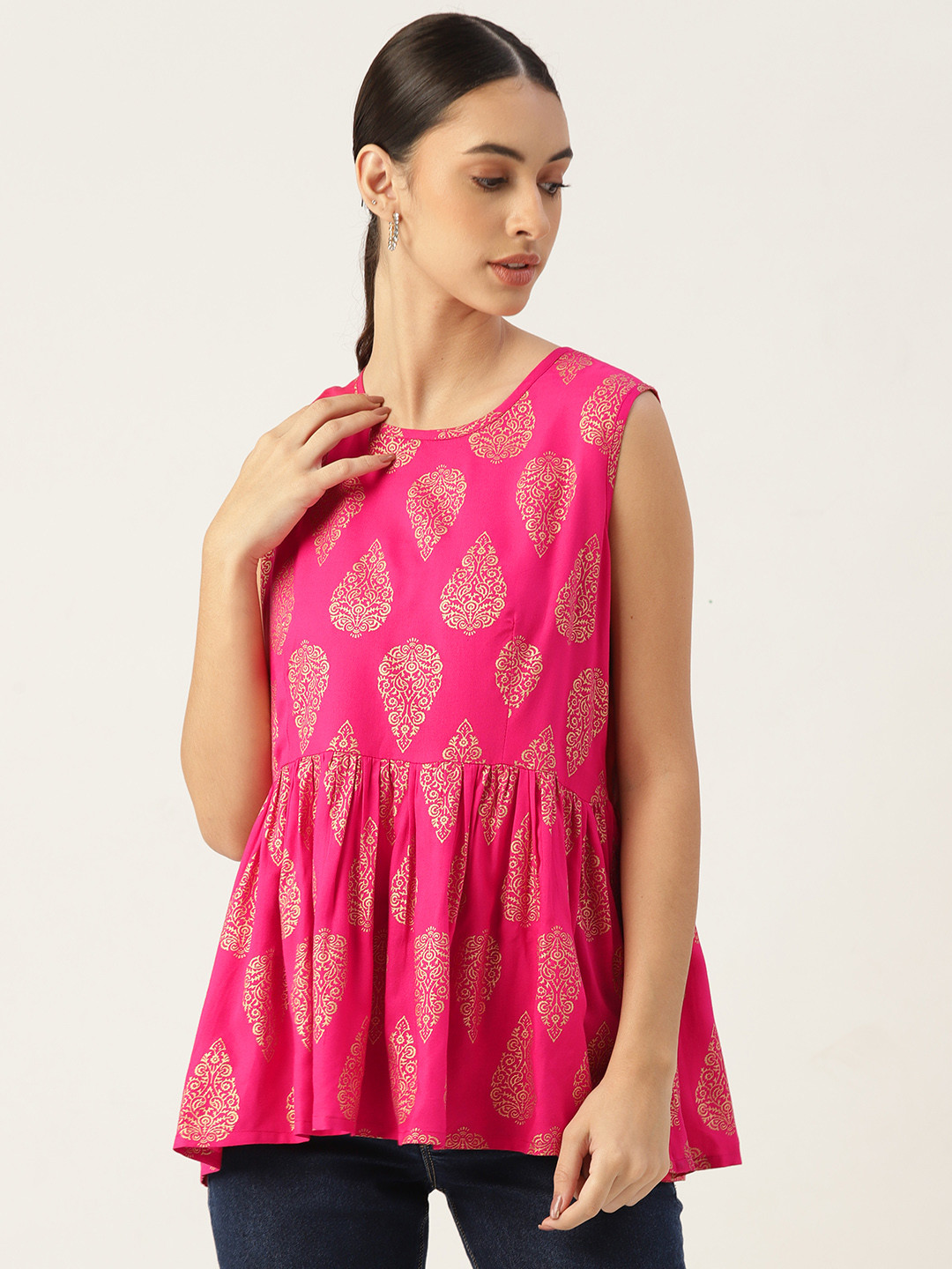 

Rue Collection Pink Waist Blouson Top