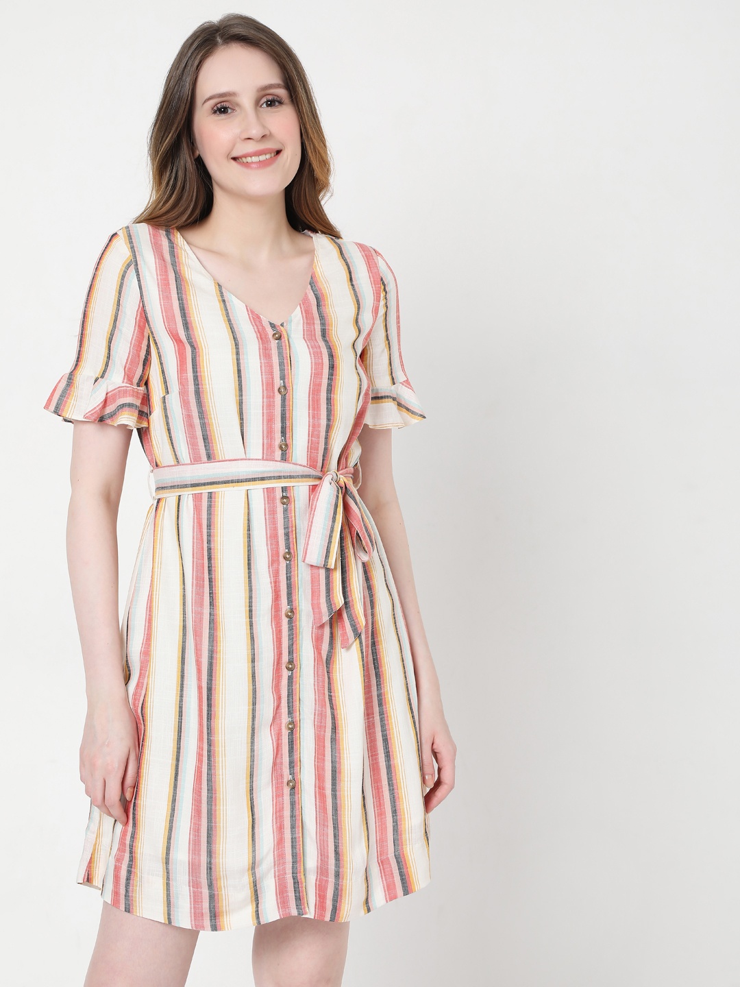 

Vero Moda Off White & Red Striped Shirt Dress