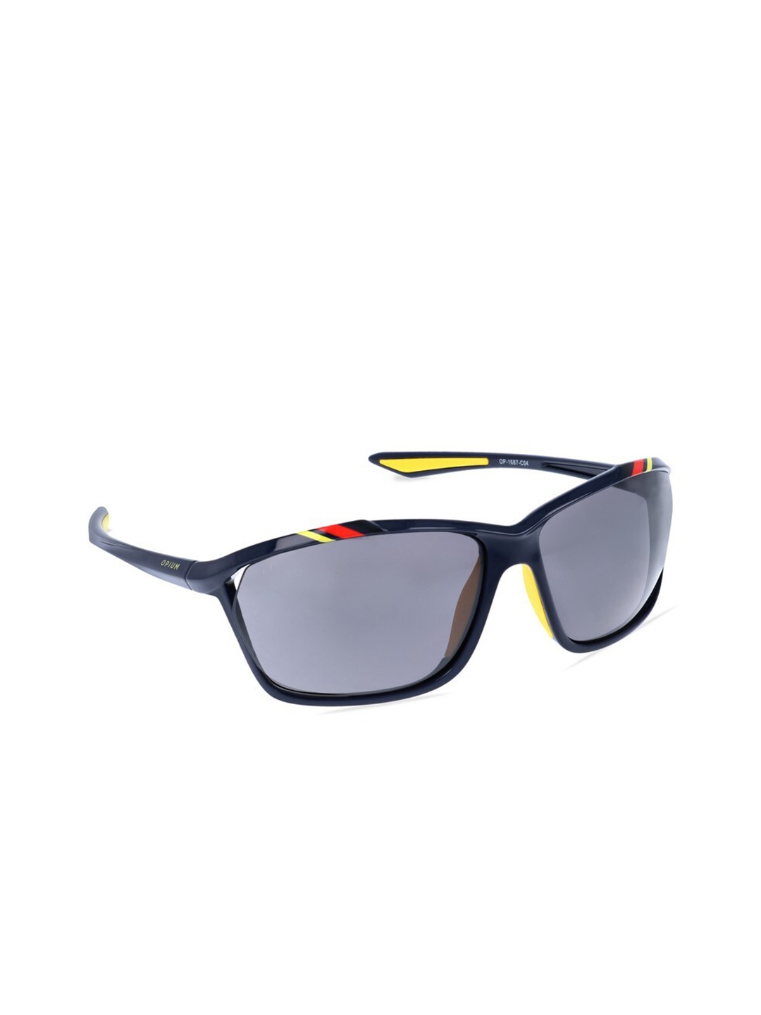 

OPIUM Men Grey Lens & Black Sports Sunglasses with UV Protected Lens